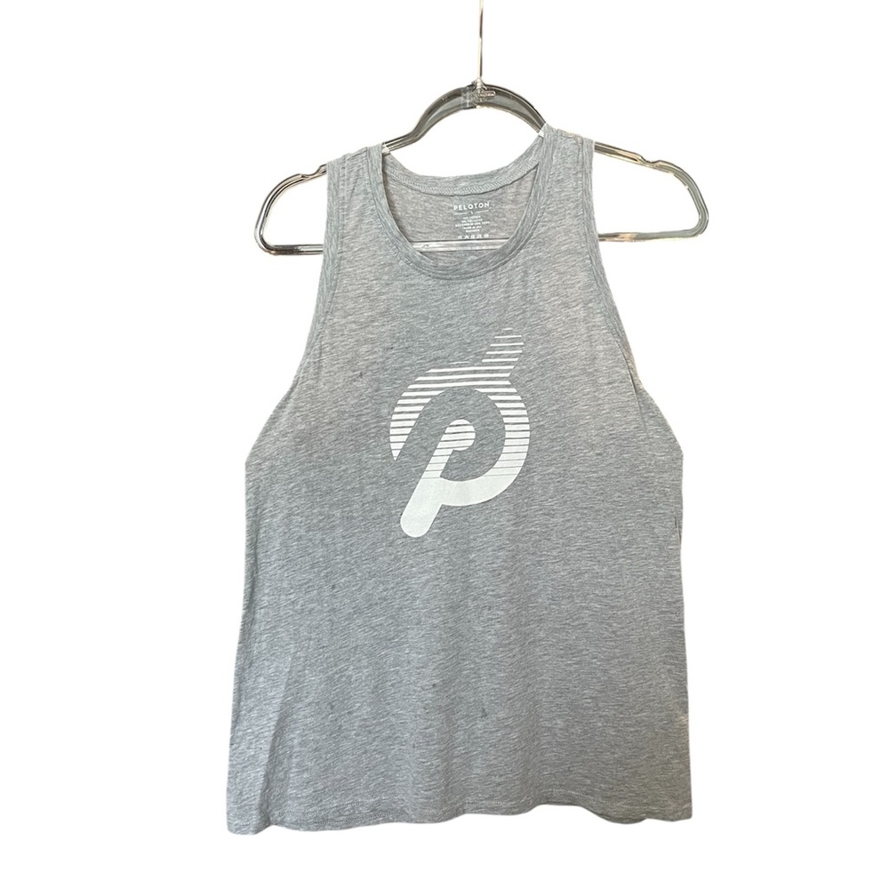 Peloton Classic Straight Hem Racer Back Tank Top in Heather Grey - Size L
